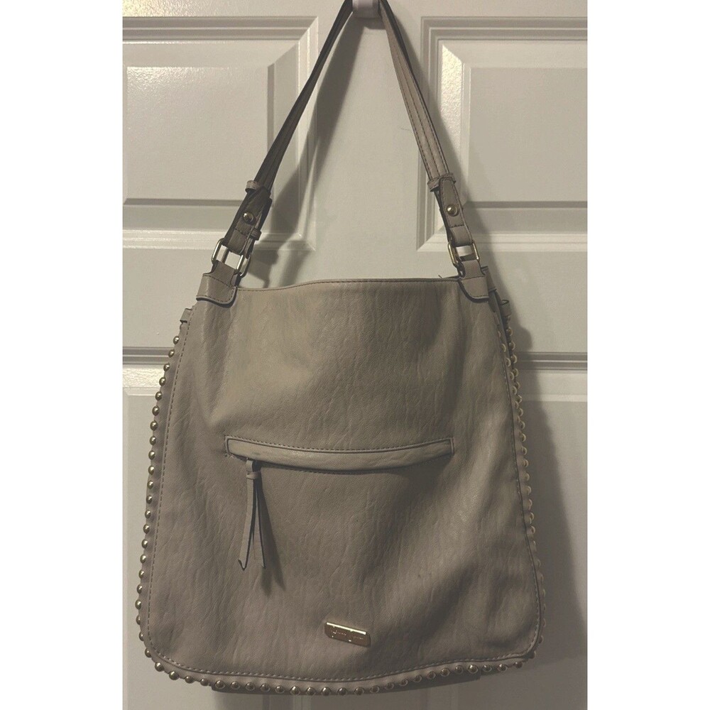 Jessica Simpson Camile Large Fog (Gray) Gold Studded Tote Purse Shoulder Bag